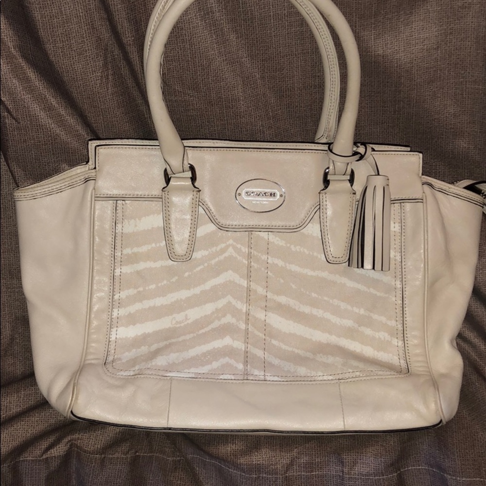 COACH Legacy Zebra Print Candace Carryall Handbag